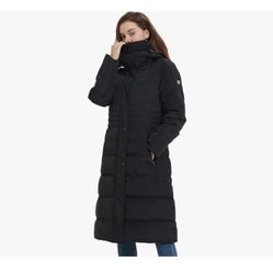 IKAZZ Women's Winter Coats, Thickened Warm Insulated Vegan Down Long Parka Jacket with Hood