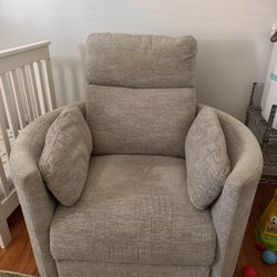 Rayna Dove Grey Nursery Power Oversized Swivel Glider Recliner with USB Rocker