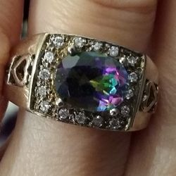 Exquisite 🆕 Alexandrite  Colored Genuine  Mystic Topaz Sterling Silver Ring! 💜💚💍