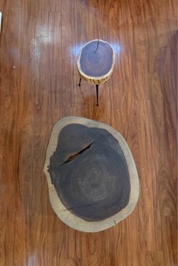 Rustic Wood Slab Coffee Table Set