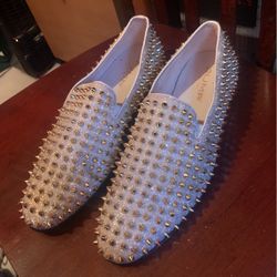 White and Gold Spike Dress Shoes