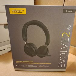 Brand new Jabra Evolve2 65 MS Wireless Headphones with Link380a, Stereo, Black – Bluetooth Headset for Calls/Music, 37 Hrs Battery