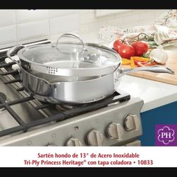 Sarten Hondo De 13” Tri-ply Princess House