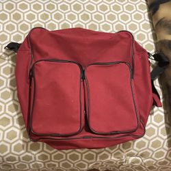 Burgundy Red Travel Bag With 2 Zippered Front Pockets 