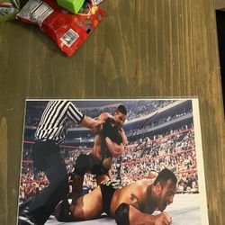 Ken Shamrock Signed 8x10 With Rock In Photo WWE,ufc Legend 