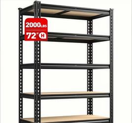 Heavy Duty 5-Tier Metal Storage Shelving Unit – 72” H, 2000 lb Capacity, Adjustable Garage Shelf