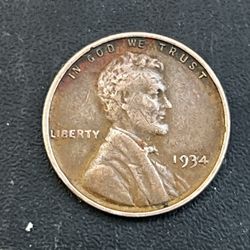 1934 Wheat Penny With A Grease Filled Die Error