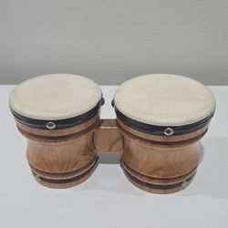Vintage Double Connected Wooden Bongos Hand Drums Percussion