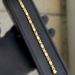 Jewelry 14k hollow yellow gold XO rhombus bracelet 8.00” 5.80mm 7.00g