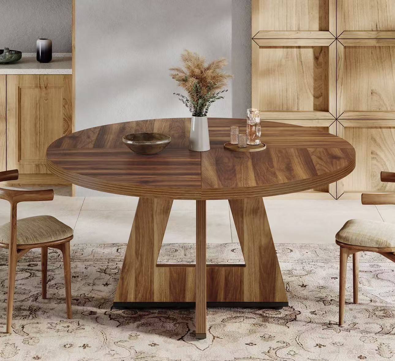 XK00379 new assembled Round Dining Table for 4, 47" Wooden Kitchen Table Farmhouse Dinner Table No chairs
