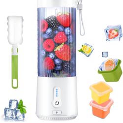 Portable Blender Personal Juicer - 4000mAh Battery for Smoothies Shakes Baby Food, 16oz white