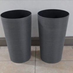 *** REDUCED *** PAIR of 22" Tall Gray Resin Planters @ Lasting Creations