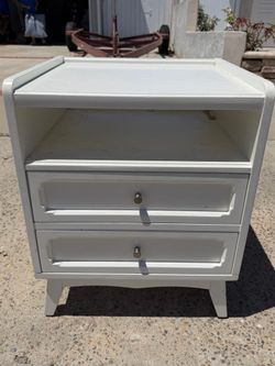 Land of Nod Crate and Barrel white wood nightstand