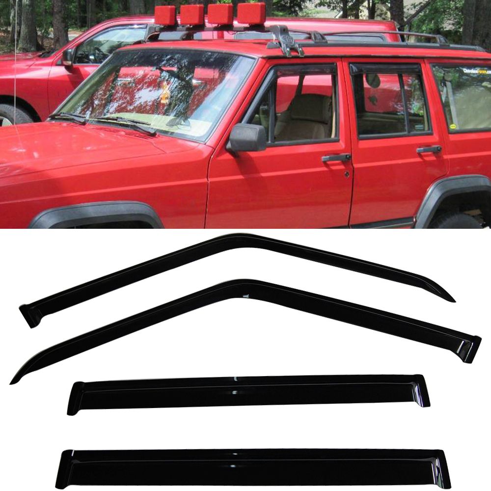 Fits 1984-2001 Jeep Cherokee XJ BJ 4PCS Window Visors Vent Sun Rain Wind Guard