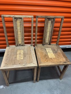 Rustic Solid Wood Chairs – Set of 2 