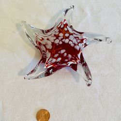 starfish pink glass paperweight