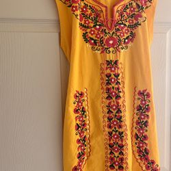 Mexican Embroidered Dress YELLOW