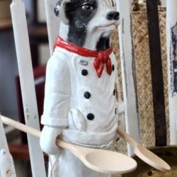 Vintage Cow Spoon Holder Statue Over  A Foot Tall