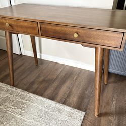 Solid wood desk with storage
