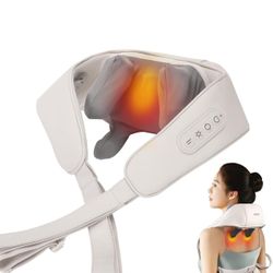 mory Neck and Shoulder Massager with Heat,Heated Neck Shouler Massager for Pain Relief Deep Tissue,Electric Cordless Kneading Neck Massage Pillow for