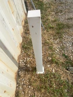38 inches long 3 inches wide 5 inch bass with four half-inch holes so it can be secured to concrete of wooden deck. $5  each  take all or $10 each if 