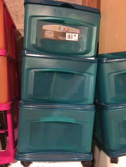 Set of 2 three drawer Pink and Green