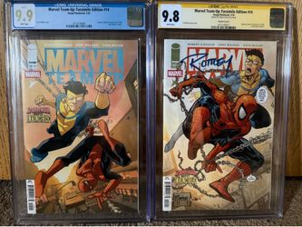 Marvel Team Ups Spider-Man Meets Invincible Cgc comic 9.9 And 9.8 Signed Ottley