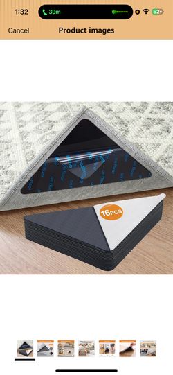 Tiergrade 16 Pcs Rug Tape,Anti Slip Rug Pads Grippers for Hardwood Floors and Tiles,No Residue,Reusable Carpet Tape for Area Rugs, Double-Sided Adhesi