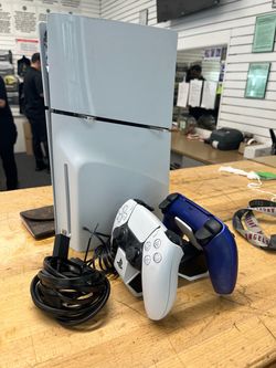 PlayStation 5 Slim Console with Two Controllers and charging port
