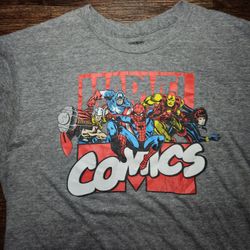 Marvel Super heroes Comics Men's Heather Gray Short Sleeve T-shirt Large 