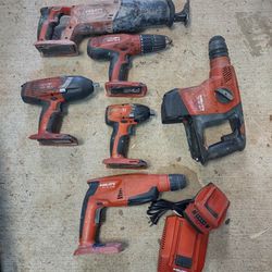 22v Hilti Tool Lot Drill, Impact, Hammer Drills, 1/2 Wrench Impact, Saw Saw Charger Battery.