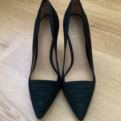 (Barely Worn) Tory Burch Black Suede & Satin Pump Heel – Size 7