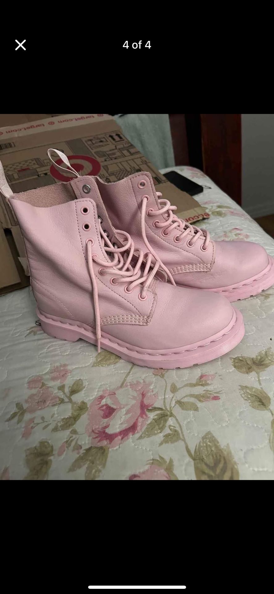 Dr martens pink Lace Up Boots