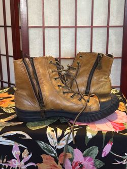 Converse Tan Leather High-Top Boots with Side Zippers Size 9.5