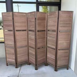 New In Box 6 Panels 67x16 Inch Each Panel Wooden Privacy Wall Home Decor Office Dorm Separation Freestanding Room Divider 
