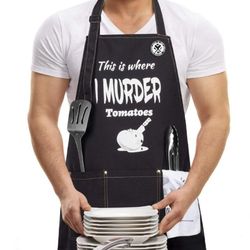 Kitchen Chef Apron,Grilling Funny Designed Apron-Puns Aprons for Men and Women