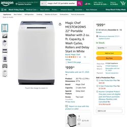 Magic Chef 2.0 Cu ft. Portable Top Load Washer