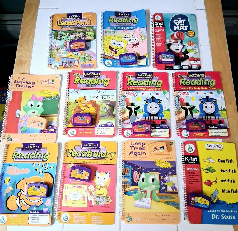 Vintage Leapfrog LeapPad Educational Learning Homeschool Books & Game Lot Of 11