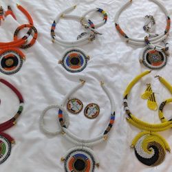 Authentic handcrafted/handmade Maasai ethnic boho African Necklace & Earrings set