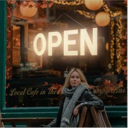 LED Open Sign for Business, 40"x14" Dimmable Brightness Large Electric Light Up Sign, Hanging Installation for Store Restaurant Office Bar Hotel Salon