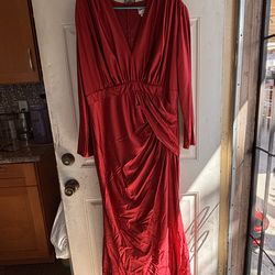 Red long sleeve dress