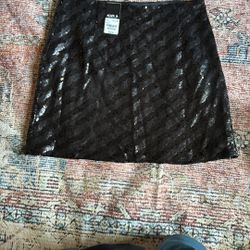 Black Sequin Mini  Skirt for Cocktail Sise M
