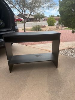 Black Wood TV Stand with Bottom Shelf