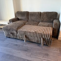 New Brown Sleeper  Sectional  Sofa  W Storage And USB Ports