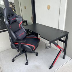New 47 Inch Gaming Game Desk Table With Gamer Office Computer Chair Reclinable With Footrest Furniture Combo 