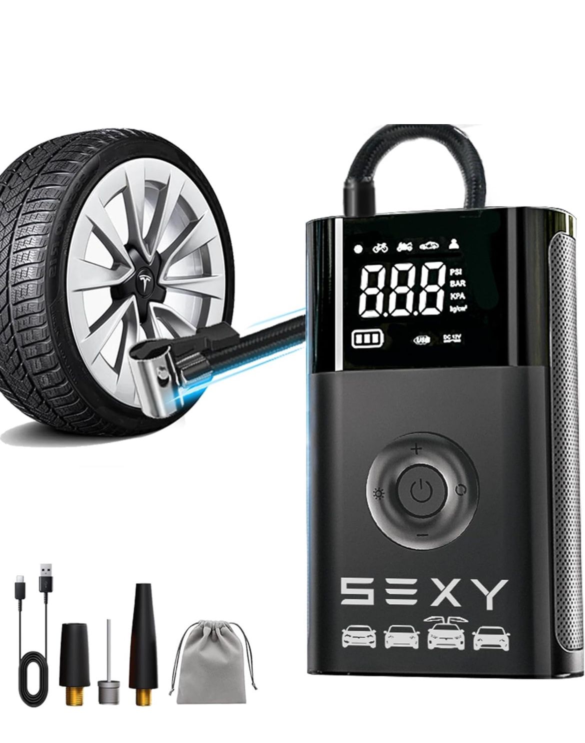 VINBYEE Tire Inflator Air Compressor for Tesla Model 3 Y X S,Cordless Portable Air Pump