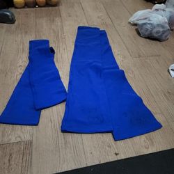 Blue  Sleeve And Leg Leggings.