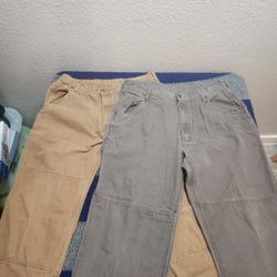 (2) Key Double Knee Carpenter  Mens Work Pants- 38X32 