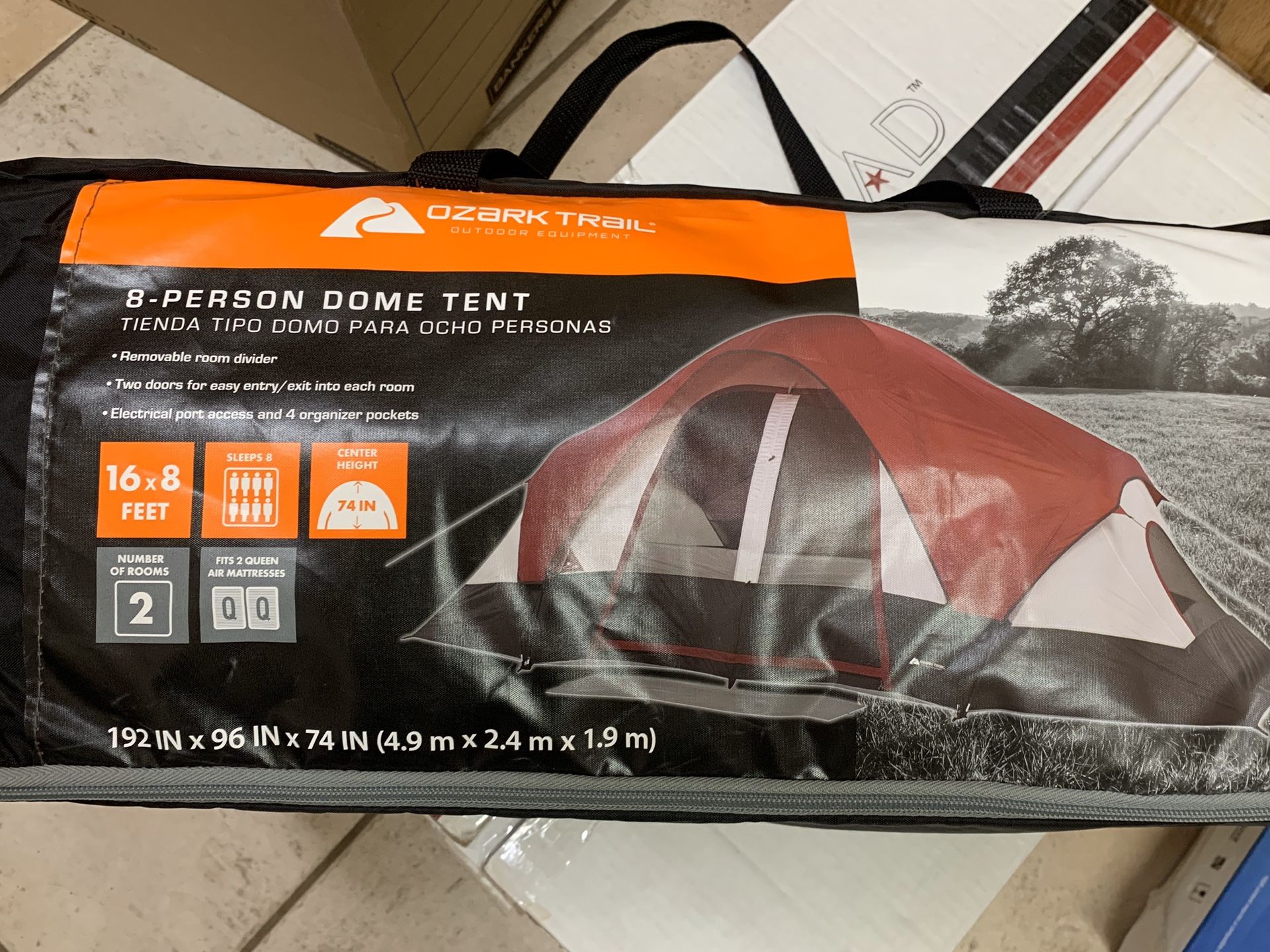 New 8 Person Tent Ozark Trail 16x8 ft , 2 rooms NEW Sealed Box