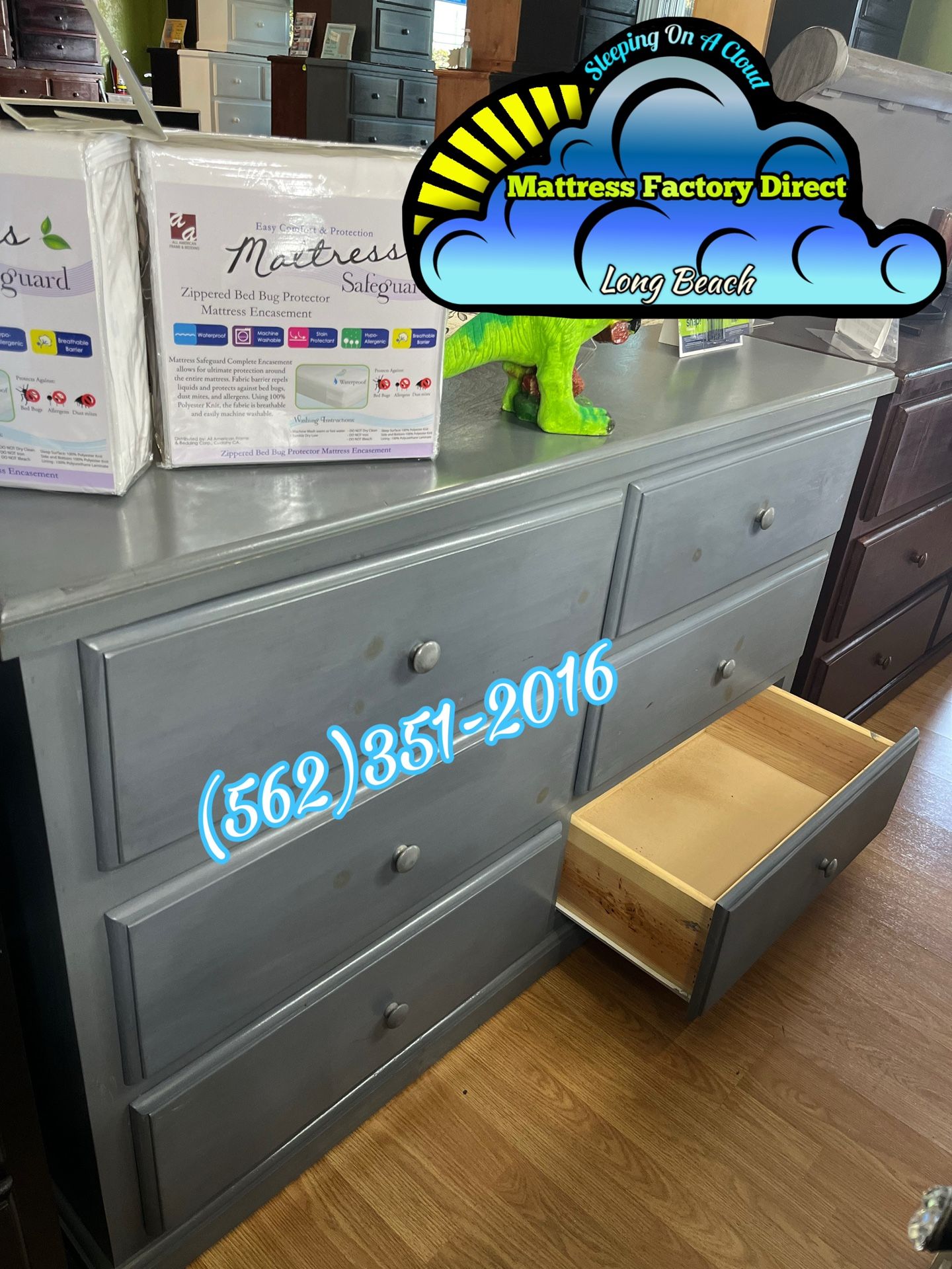6 Drawer Pine Grey Dresser